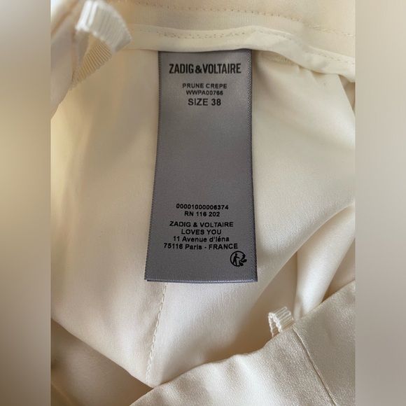 Zadig & Voltaire Prune Crepe Off White Cream Pants 38 - Picture 14 of 15